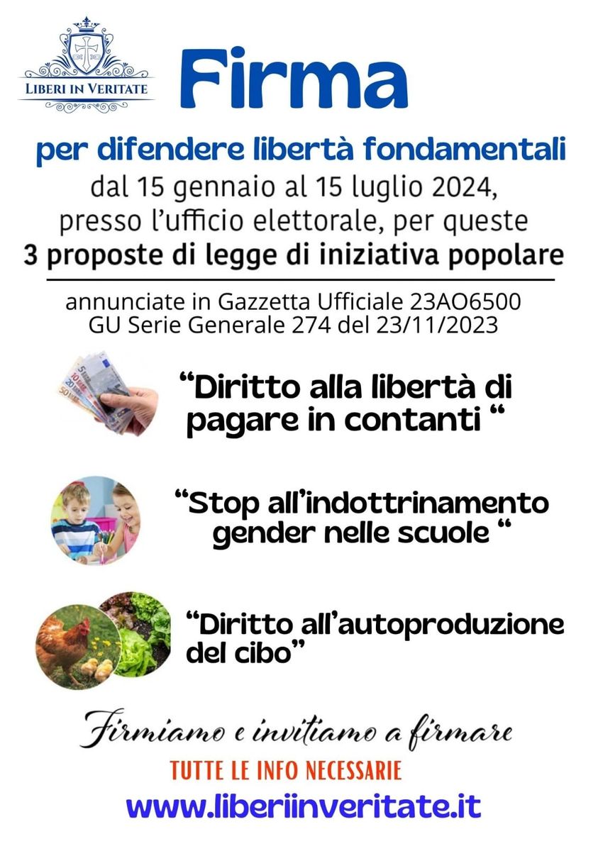 Proposte di legge Liberi in Veritate