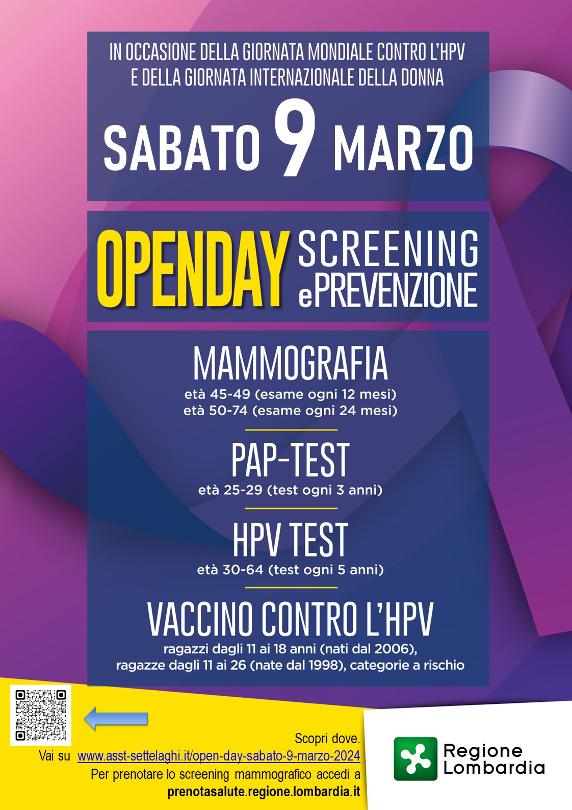 9 marzo - Open day screening e prevenzione 