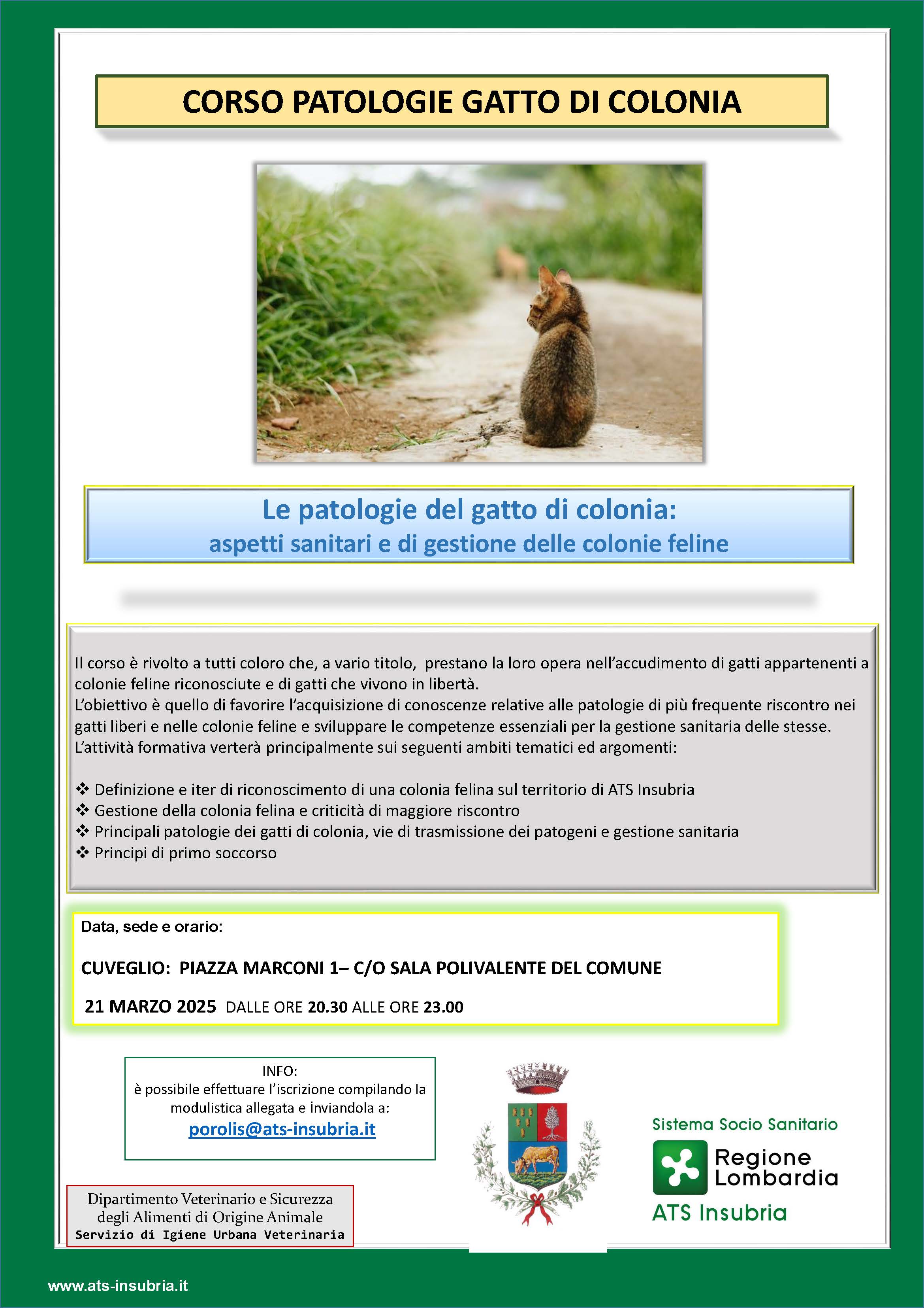 Corso “le patologie del gatto di colonia'