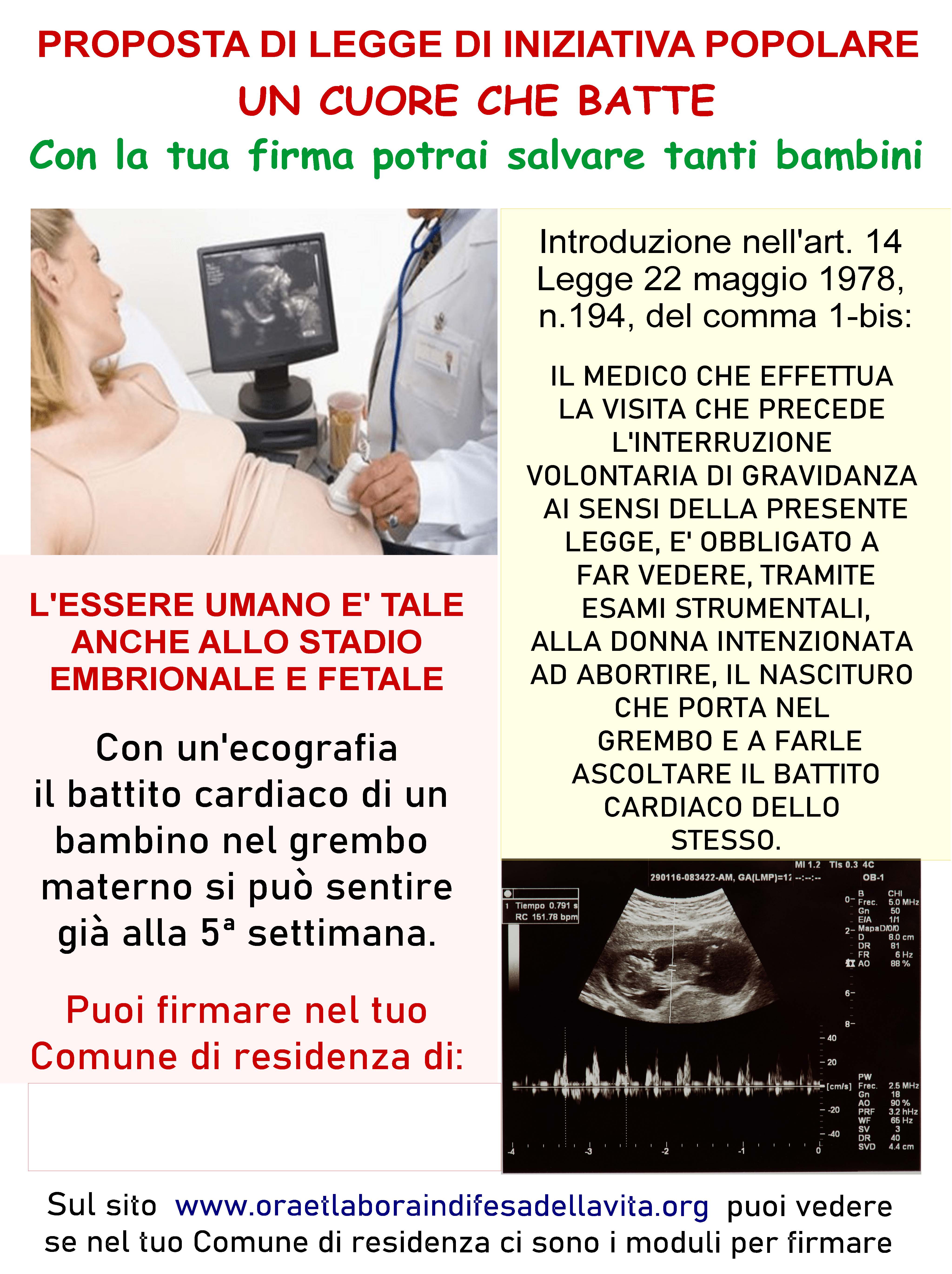 Proposta di legge Un cuore che batte